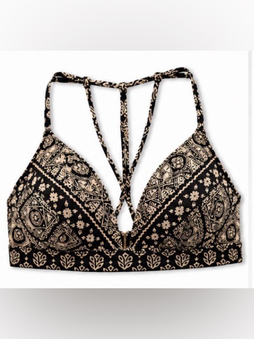 Athleta Criss Cross Bikini Top Boho Beach Swimwear Strappy Back Coastal Festival